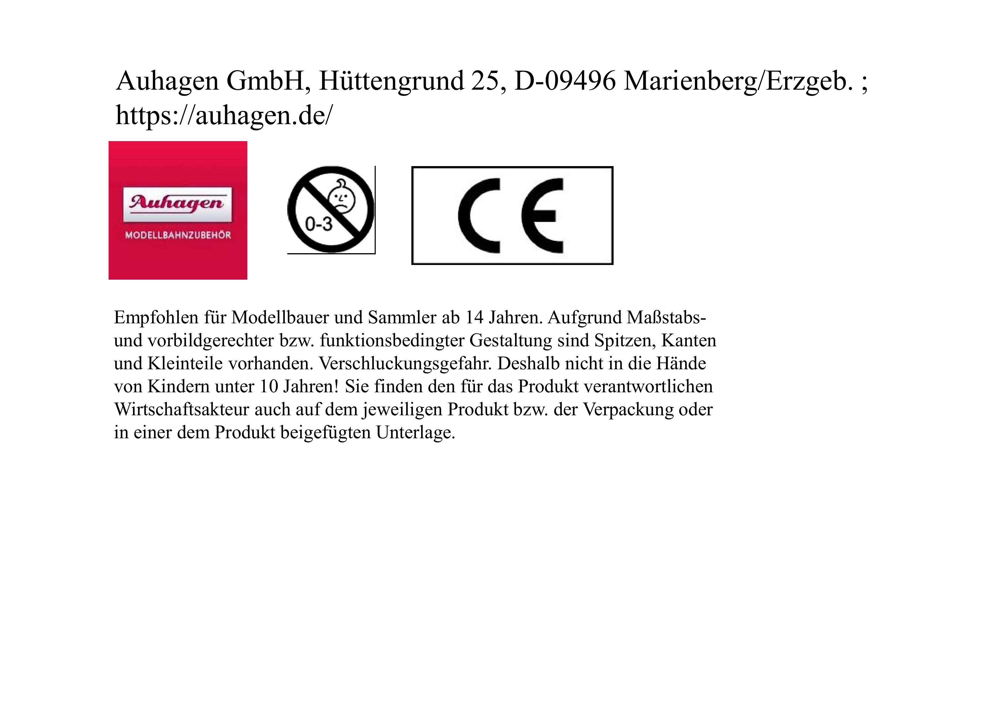 Auhagen GmbH, Hüttengrund 25, D-09496 Marienberg/Erzgeb. ; https://auhagen.de/