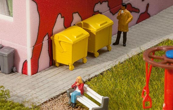 H0 2 Gelbe Mülltonnen 