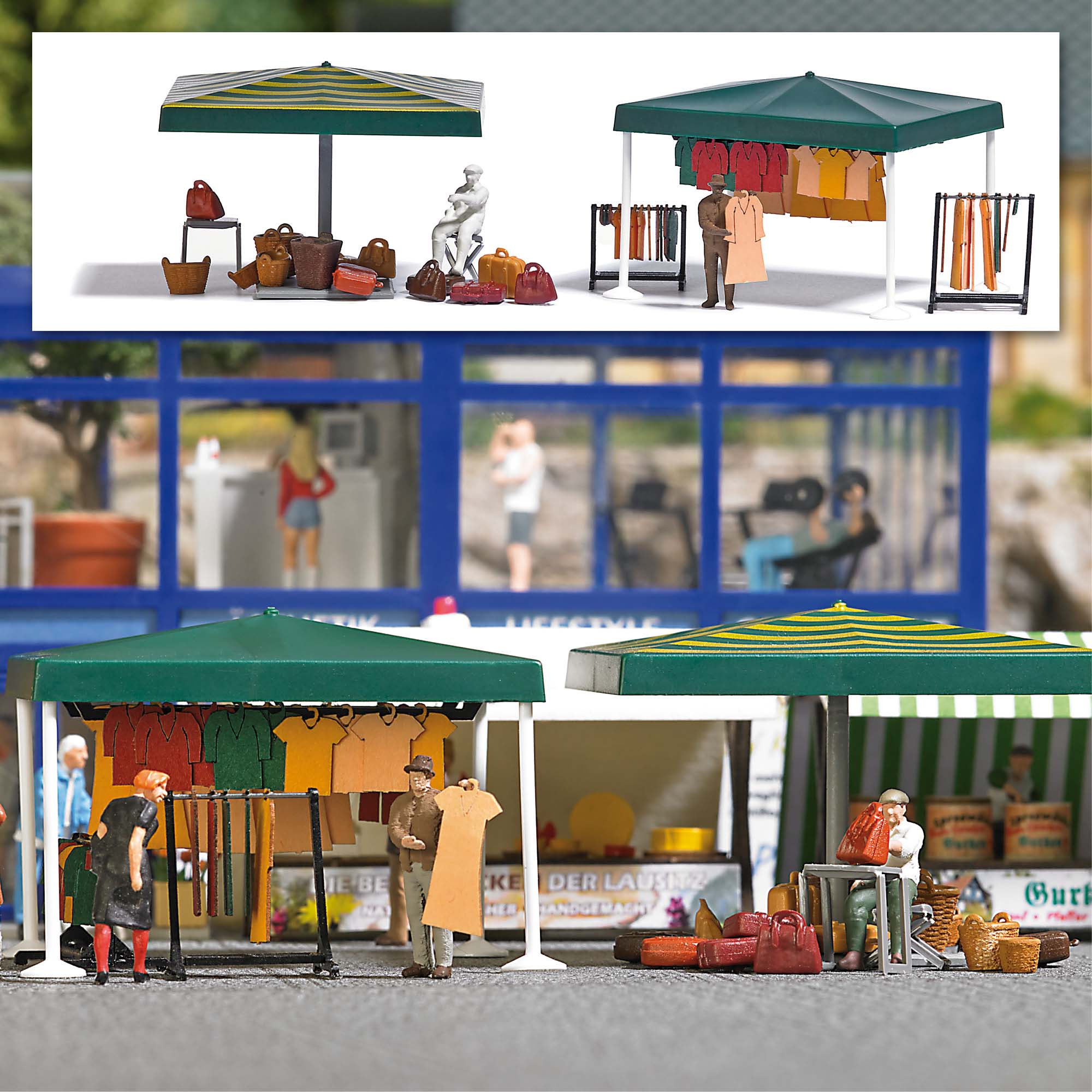 Marktstände Kleidung usw. H0 