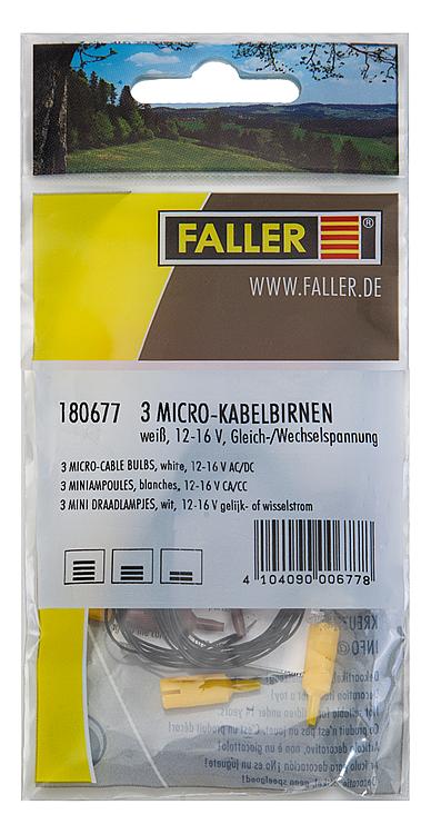 3 Micro-Kabelbirnen, weiß 12- 12-16 V, Gleich-/Wechselspannung, 35 mA.
