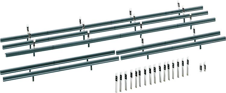 H0 Leitplanken, 32 Begrenzung spfähle, 1600 mm zur Fahrbahnabsicherung.