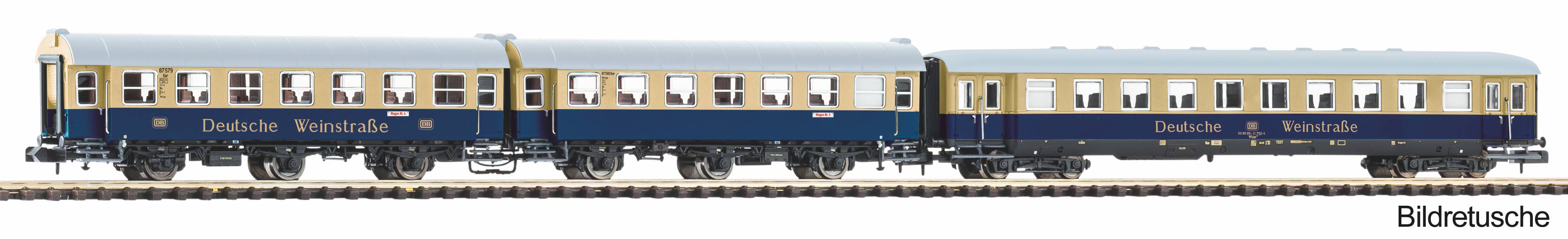 N 3er Set 2x Umbauwagen mit 1 N 3er Set 2x Umbauwagen mit 1x Schürzeneilzugwagen Weinstraße DB IV